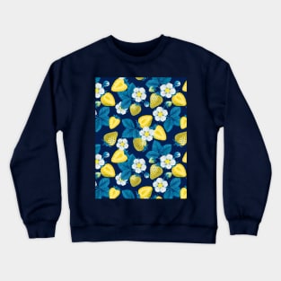 Yellow strawberries on dark blue Crewneck Sweatshirt